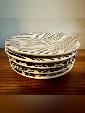Set of 5 Safari Animal Print Decorative Plates – Zebra & Cheetah 5"in Wildlife